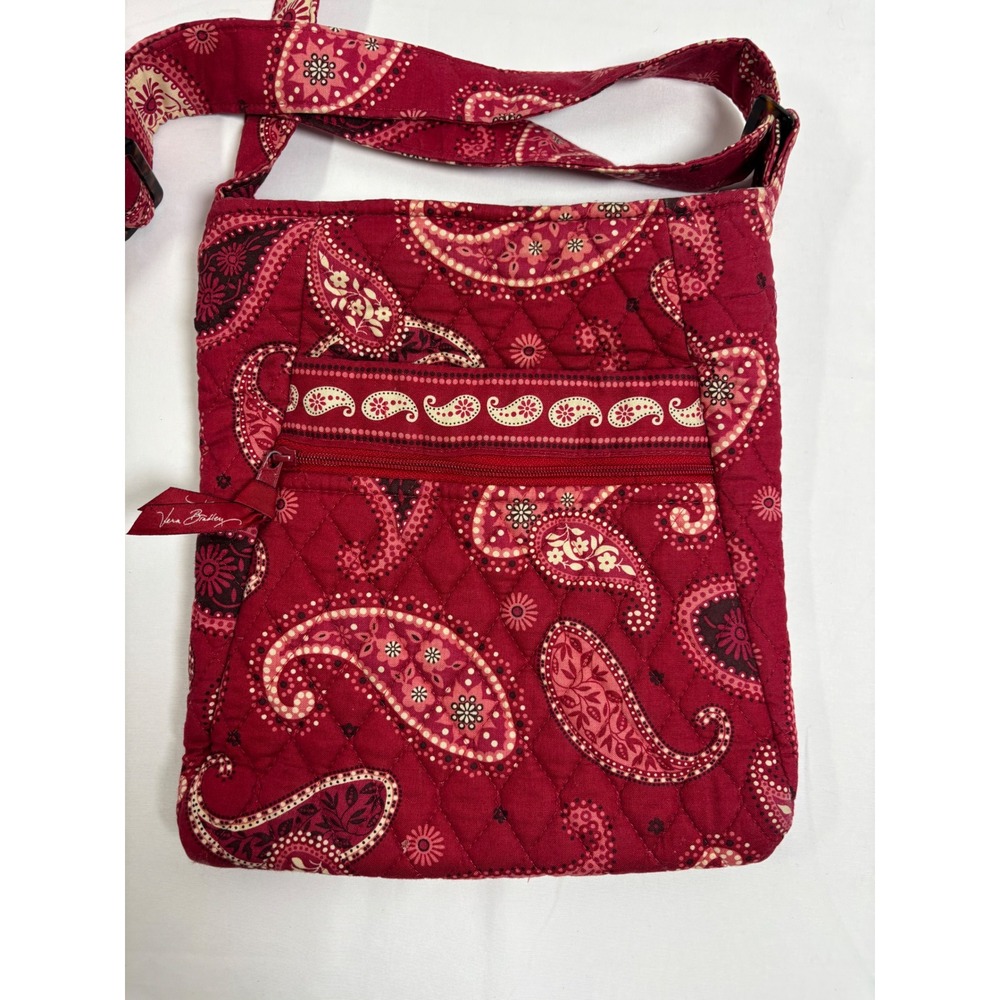 Vera Bradley Hipster Crossbody Bag Women Mesa Red Paisley Quilted Cotton Boho